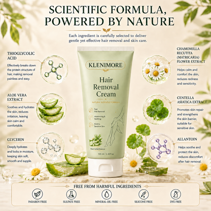 KLENIMORE | Painless Depilatory Cream – No Razor Bumps, No Harsh Odor