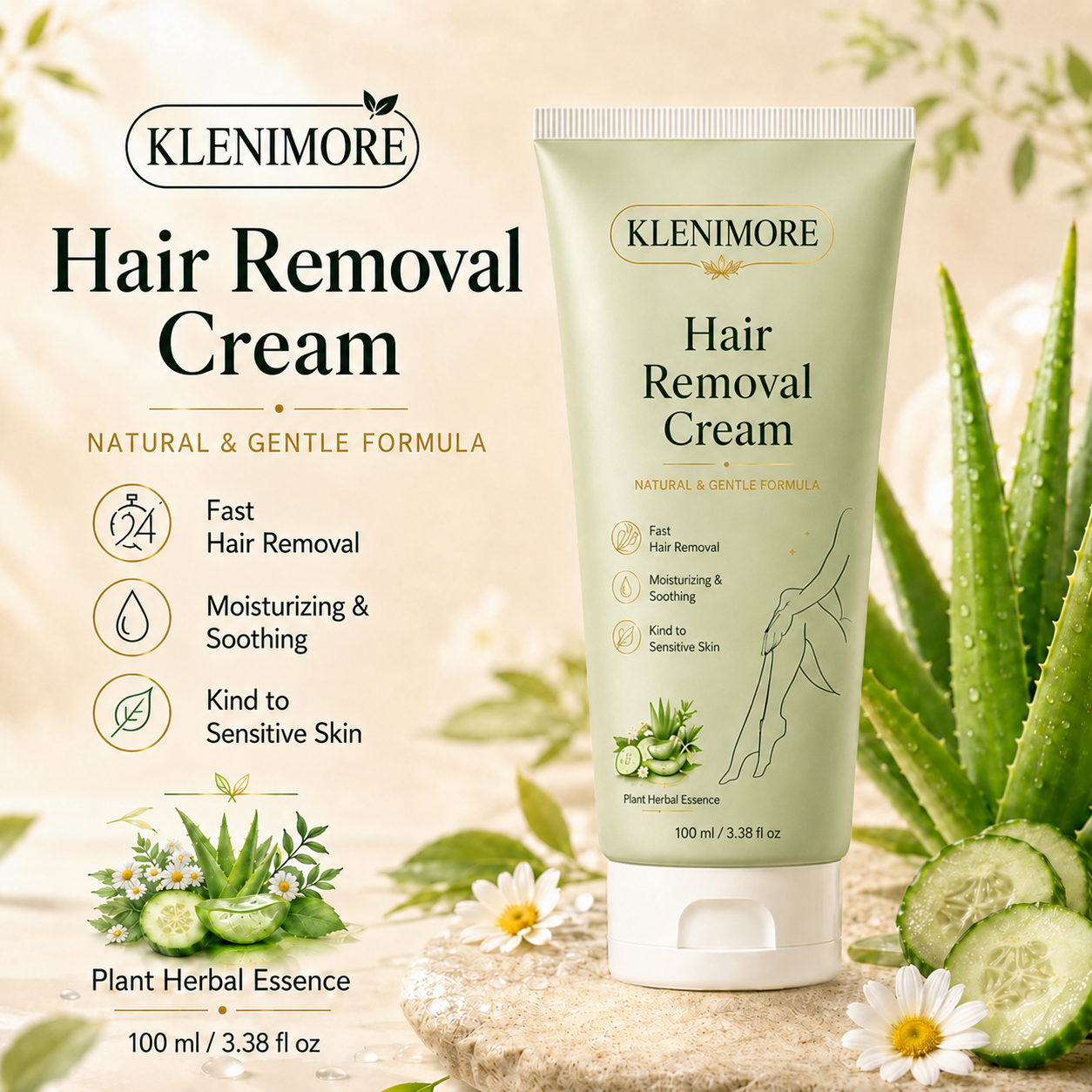 KLENIMORE | Painless Depilatory Cream – No Razor Bumps, No Harsh Odor